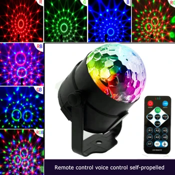

MAG3 Sound Activated Party Light with Remote Control RGB LED Rotating Disco Ball Strobe Stage Light DJ Lighting for Home Room