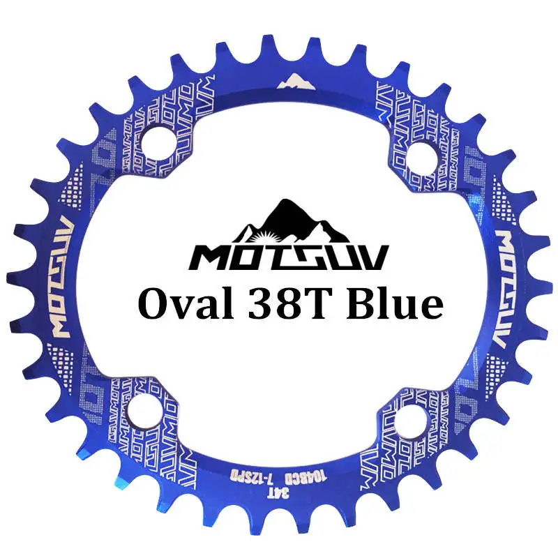 MOTSUV велосипед Crank 104BCD 32 T/34 T/36 T/38 T овальная Звездочка узкий широкий MTB велосипедная Звездочка круг шатунная пластина запчасти для велосипеда - Цвет: Blue Oval 38T