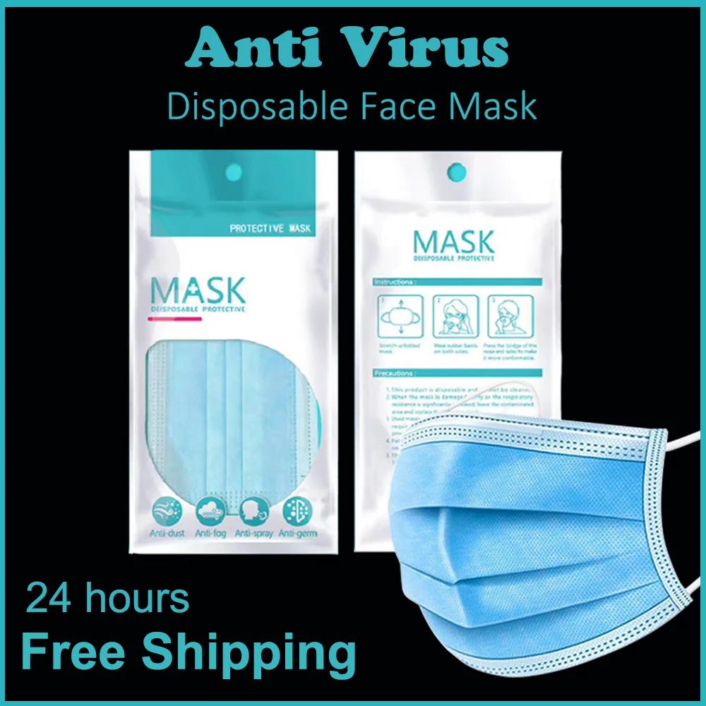 

3 Layers Anti-Pollution Mask Face Masks Disposable Dust Filter Proof Flu Earloop Safety Masks