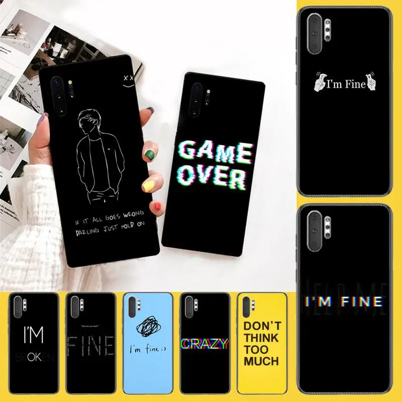 HPCHCJHM Hot I am fine Game over DIY Painted Bling Phone Case For Samsung Galaxy J7 J8 J6 Plus 2018 Prime Note 7 8 9 10 pro | Мобильные