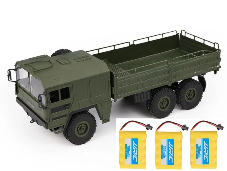 Children Chrismass Gift Large Military Radio Control Truck 2.4G Loading 6WD 6 Wheel RC Army Truck Toys Rock Crawler Electric Toy - Цвет: Green 3 battery