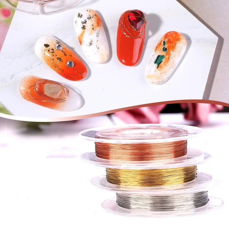

Nail Art Copper Wire Superfine Gold Silver and Rose gold Metal Wire DIY Shaped Tied Stone Line Japanese Nail Art decoration