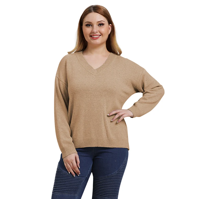 Women V-neck Sweaters Autumn Winter Long Sleeve Pullovers Knitwear Jumper Female Thin Section Large Size Loose Sweaters