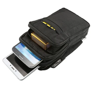 

Men Dual Phone Wear Resistant Shockproof With Strap Outdoor Belt Pouch Travel Zipper Closure Padded Camping Nylon For IPhone