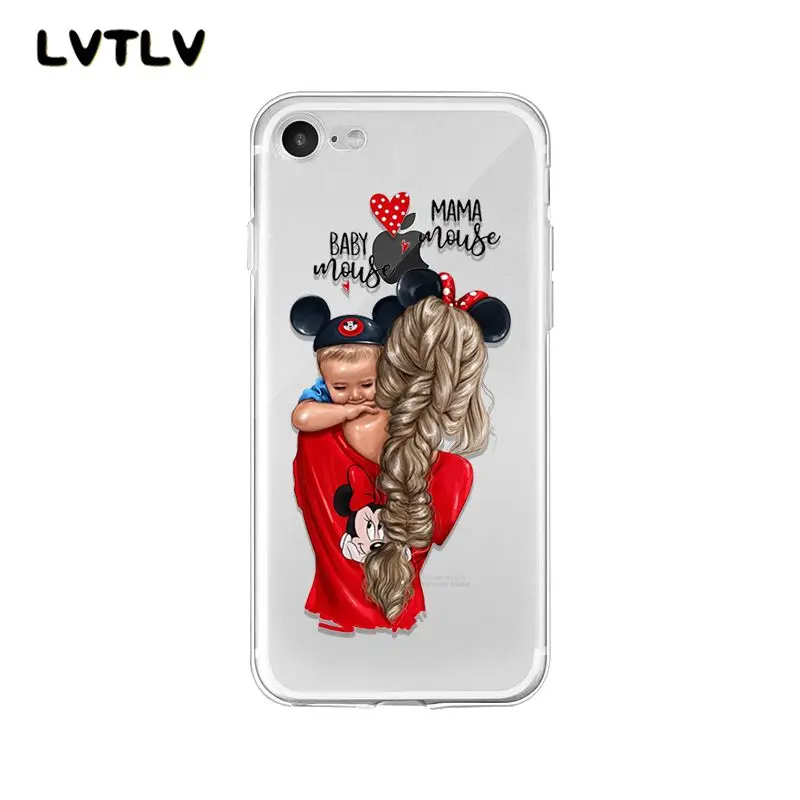 Fashion Black Brown Hair Baby Mom daughter Girl Son Dad