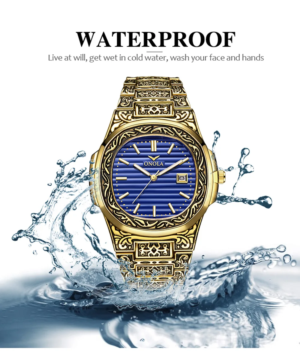 Fashion Quartz Men Luxury Retro Golden Stainless Steel Watch 12 Styles