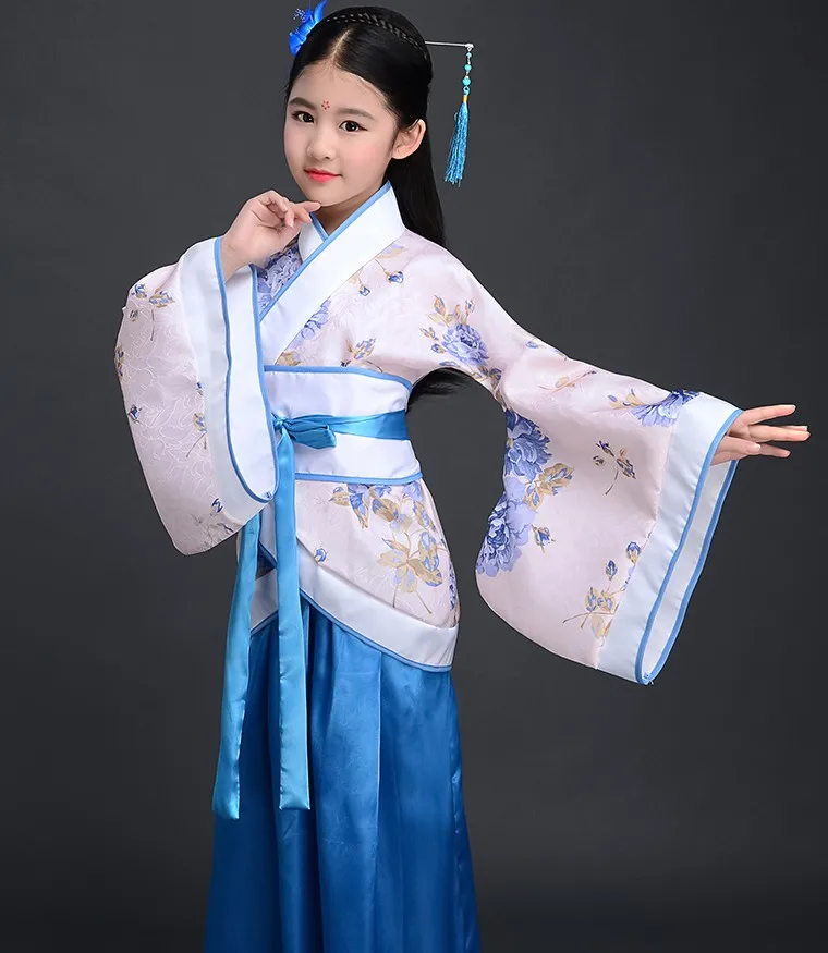 blue floral Весенне-летняя детская одежда из шифона для дня рождения, Fantasia Carnaval Infantil костюмы для девочек от 4 до 13 лет - Цвет: blue floral