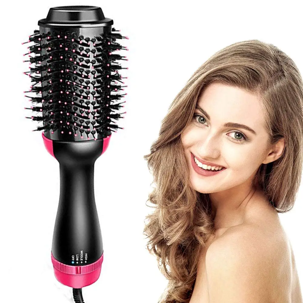 Professional One Step Hot Air Hair Dryer Brush Volumizer 2 In 1 Straightener And Curler Electric