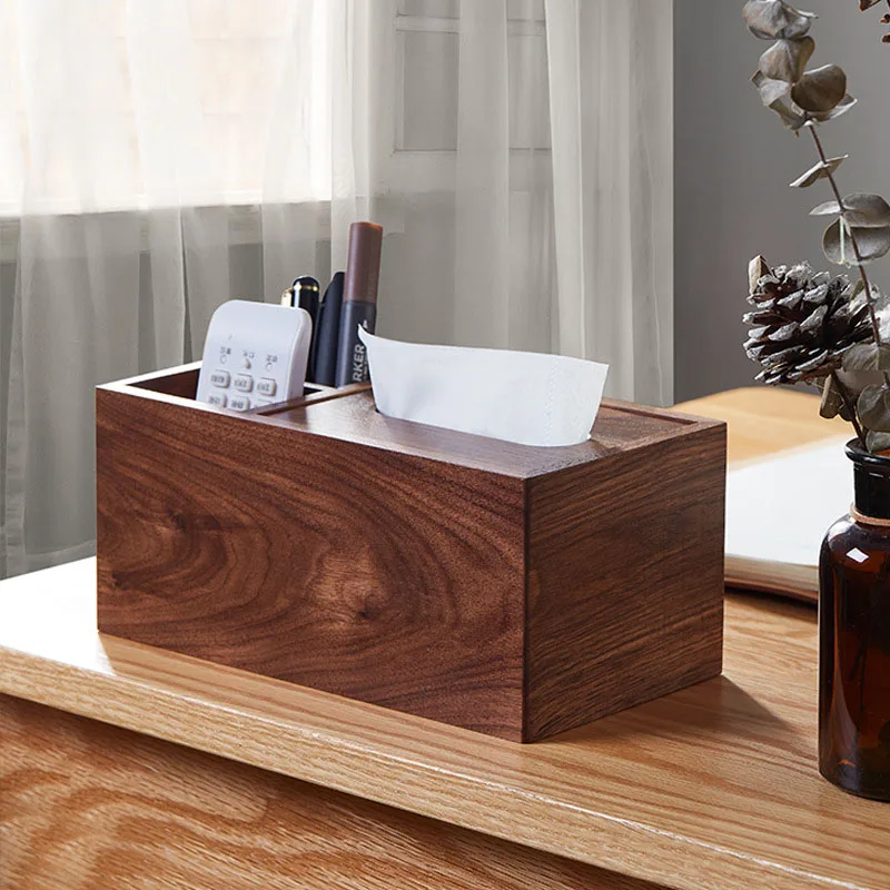 Amgo Walnut Tissue Box Table Napkin Dispenser Wood Paper Holder DecorativeHome Office Hotel 2