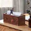 Amgo Walnut Tissue Box Table Napkin Dispenser Wood Paper Holder DecorativeHome Office Hotel 2