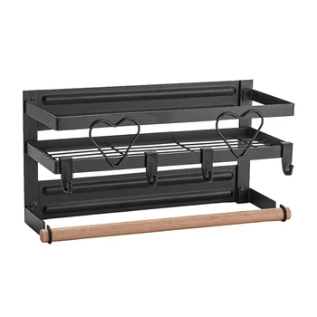 

Side Mounted Easy Install Shelf Carbon Steel Home Refrigerator Organizer Space Saving With Hooks Magnetic Storage Rack