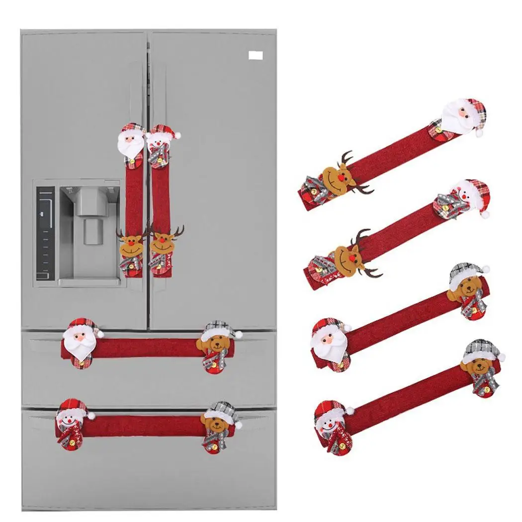 Kitchen Santa Snowman Refrigerator Door Handle 1-6 Red Home Cartoon Covers Christmas Decorations - Цвет: type 5