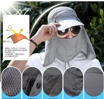 

Man Sun Protection hat Removable Anti-fog Virus Mask Windproof And Spray-proof Dustproof Protective Mask Cap Summer Sun Visor