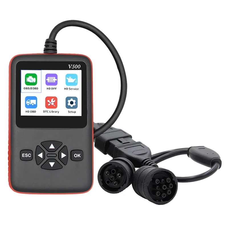 Считыватель кодов NewV500 12 В/24 В для автомобилей и грузовиков OBD 2 Автомобильный