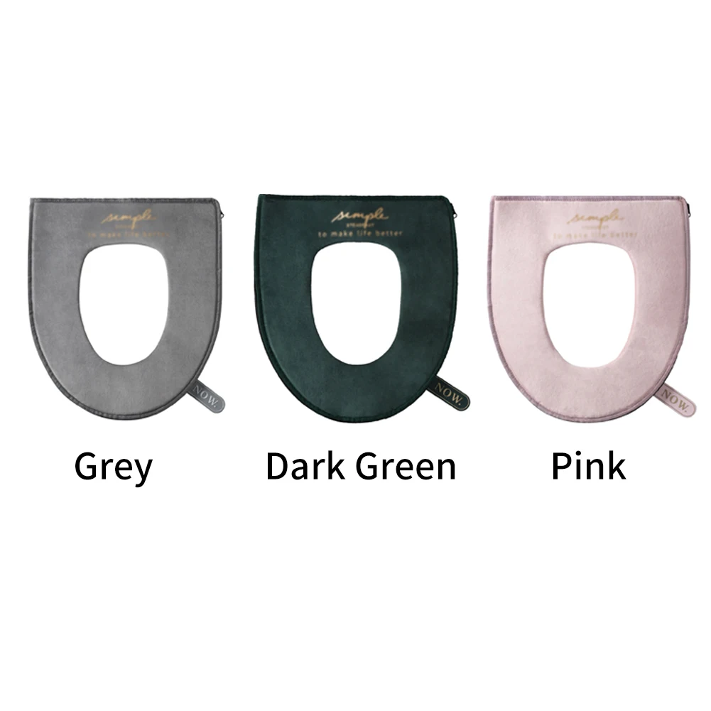Thickened Warmer Zipper Closer Washable Bathroom Velvet Lid Top Soft Cover Pad Toilet Seat Cushion Household Easy Clean Winter