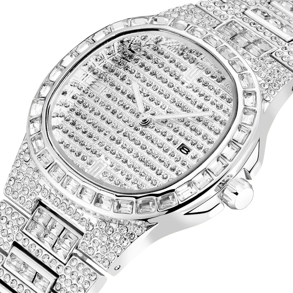 

Men Watches 2019 Luxury Brand Design Quartz Full Diamond Watch for Men Iced Out Watch AAA Waterproof Wristwatch