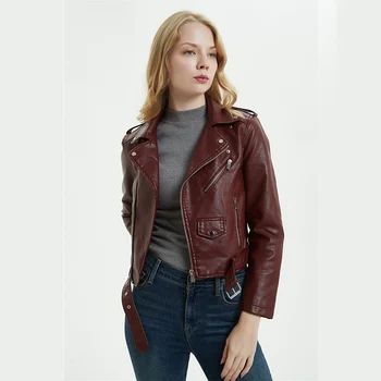 

DK 2020 Fashion Design Women PU Leather Motorcycle Jackets Ladies Long Sleeve Spring Slim Fit Short Jacket Cool Streetwear