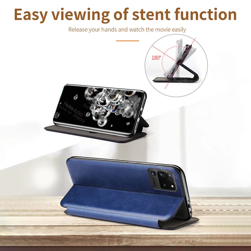 Leather Samsung S20 Plus S View Flip Cover Case For Samsung Galaxy