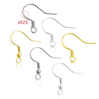 

20pcs/lot 925 ear hook Stainless Steel Ear Wires Gold Silver Steel Earrings Hook for DIY Jewelry Earring Making Accessories