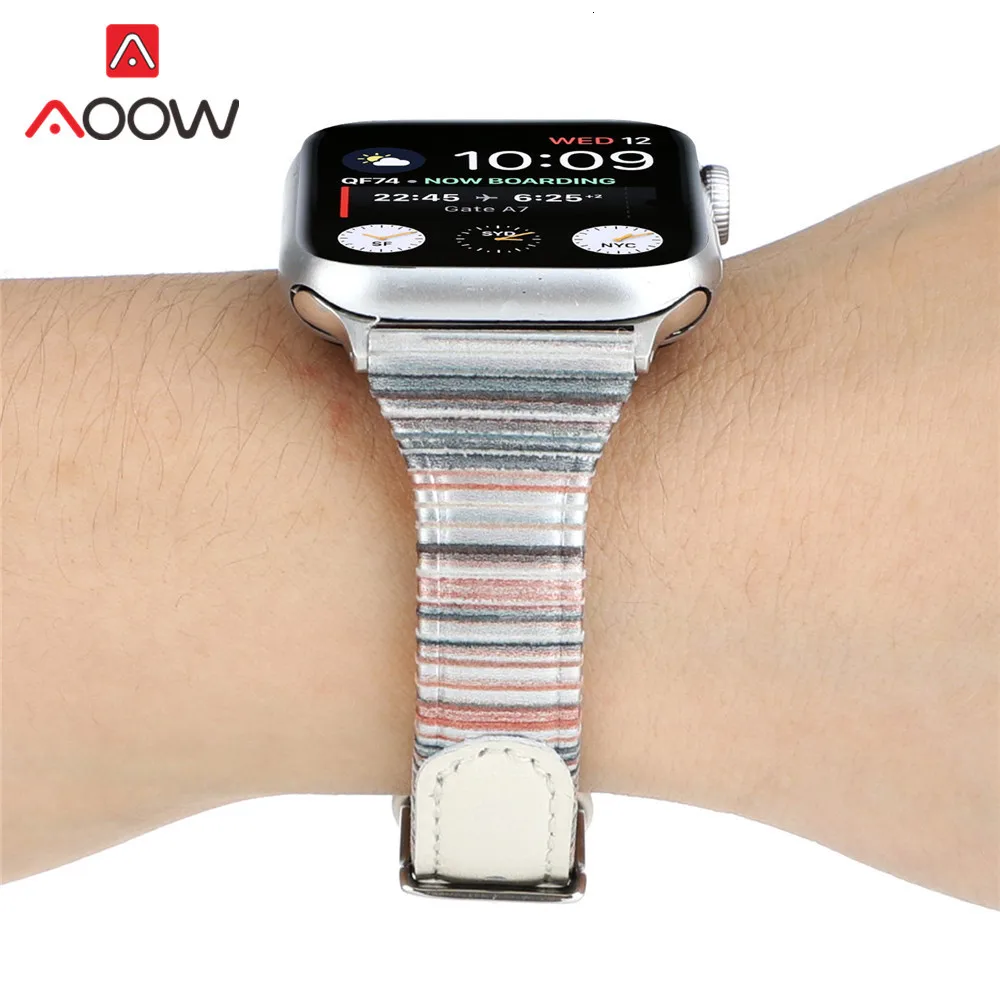 Ремешок из натуральной кожи для Apple Watch, ремешок 40 мм, 44 мм, ремешок для iwatch 38 мм, 42 мм, 1, 2, 3, 4, 5, браслет, аксессуары, ремень