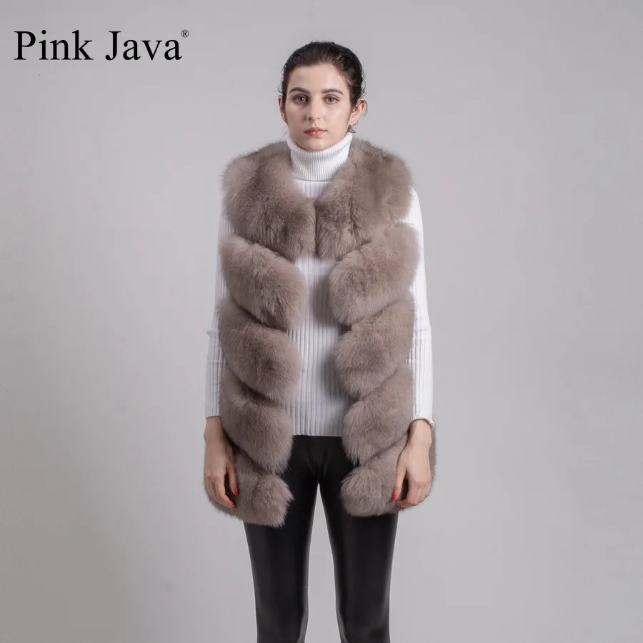 Розовый java QC8006 Высокое качество натуральный Лисий мех жилет женский зимний жилет реальные фотографии горячая Распродажа густой мех пальто