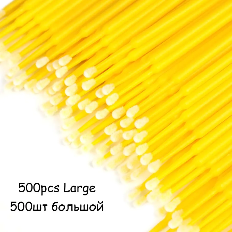 Микро Кисти для макияжа, 500 шт., ресницы для наращивания, клей для ресниц, инструмент для очистки отдельных ресниц, инструменты для удаления ресниц, Аппликаторы - Цвет: 500pcs Yellow