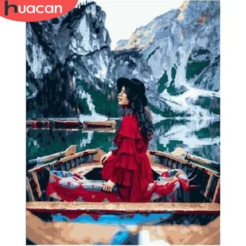 

HUACAN DIY Pictures By Number Girl Kits Home Decor Painting By Numbers Mountain Drawing On Canvas HandPainted Art Gift