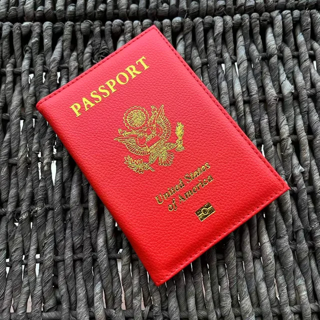 Personalised leather USA Passport Cover Customized Travel Passport holder American Wallet Covers for Passports us passport Red