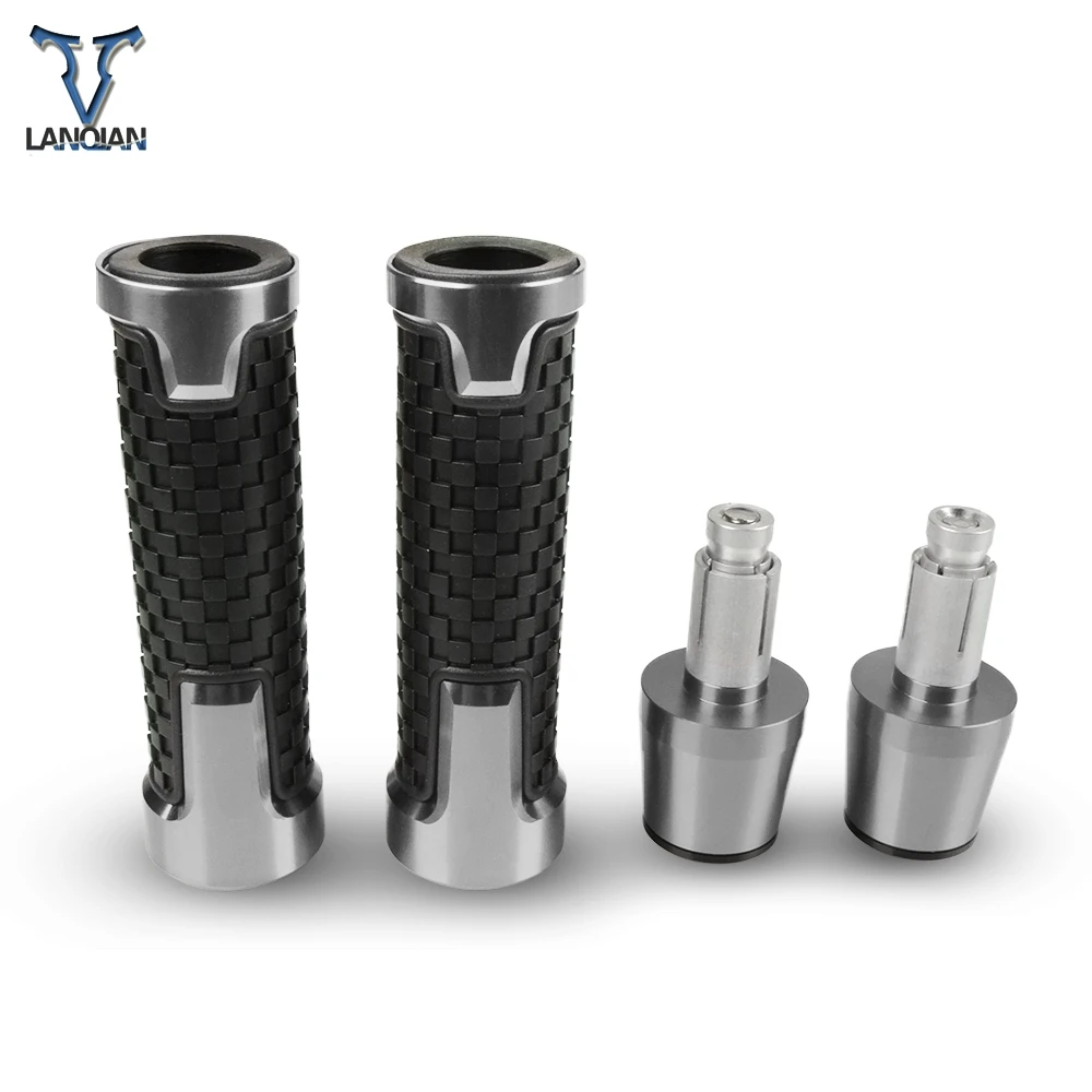 7/8 ''мотоциклетные противоскользящие ручки с ручкой Ручка Конец CNC 22 мм для yamaha fz6n Aprilia RS 50 honda steed 400 yamaha fz16 - Цвет: Серый