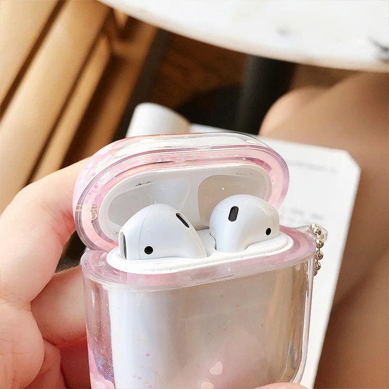 Для Eearpods Eirpods чехол Защита для Airpods 1 2 Air Pods чехол с брелком для ключей Coque Quicksand светящийся протеж Earpode Lueur