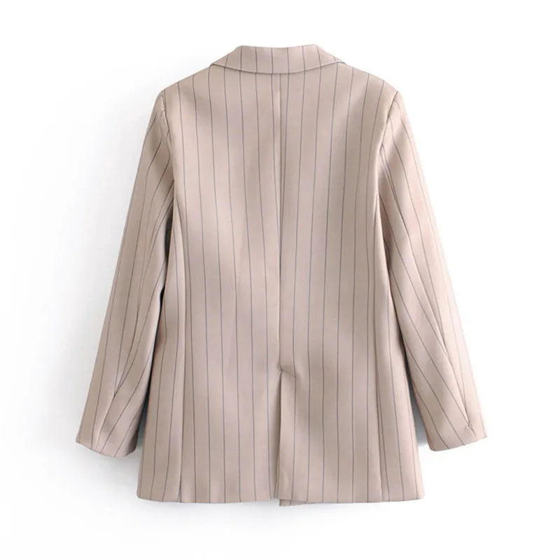 Stylish Striped Office Lady Suit Blazers Coat Women Notched Collar Long Sleeve Ladies Outerwear Chaqueta Mujer