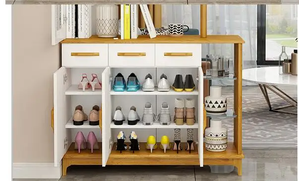 Nordic porch cabinet wine cabinet partition shoe integrated simple modern hall double-sided solid wood