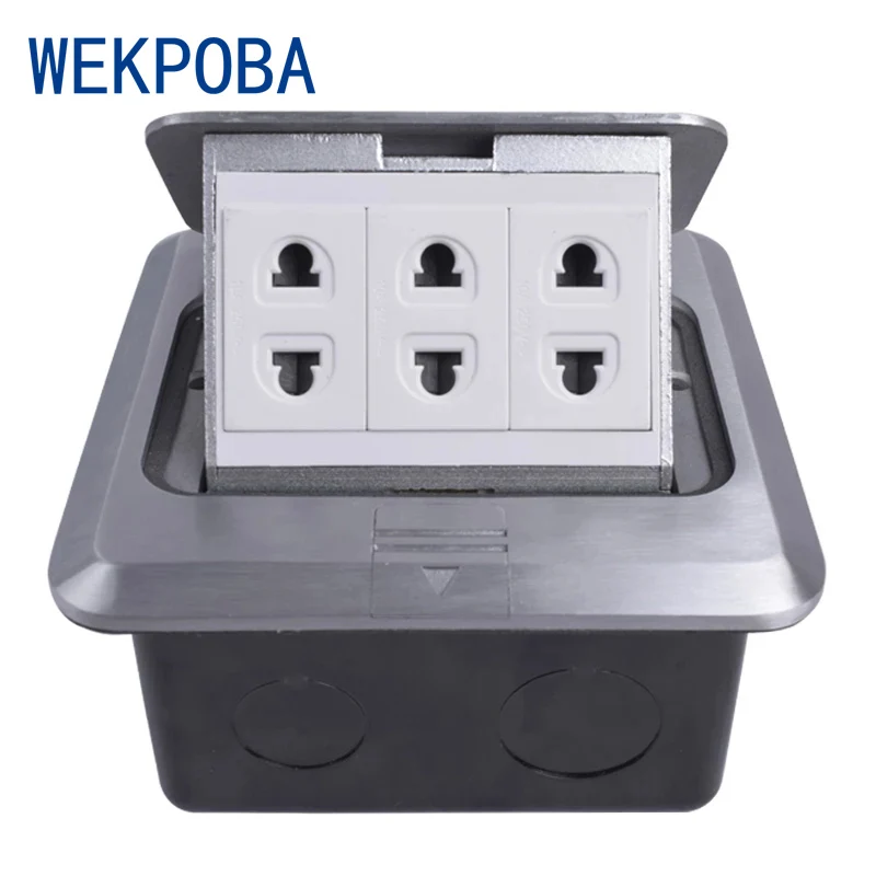 WEKPOBA All Aluminum Silver Panel Universal 2 Hole+2 Hole Pop Up Floor Socket Power Outlet | Обустройство дома