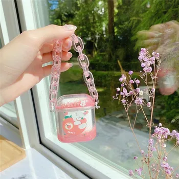 

Liquid Bling Sequin Earphone Case For Airpods 1/ 2 Clear Silicone Glitter Piallette Cover For Airpods Case