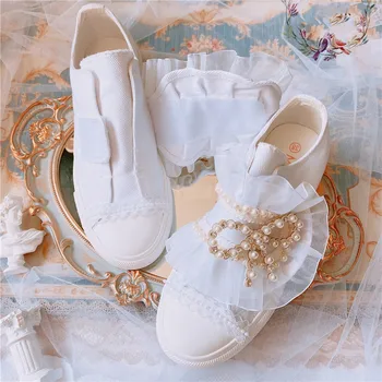 

JELLYFOND Spring White Shoes Women's New Style crystal Fashion Casual Thick Bottomed Breathable Low Top Sneaker