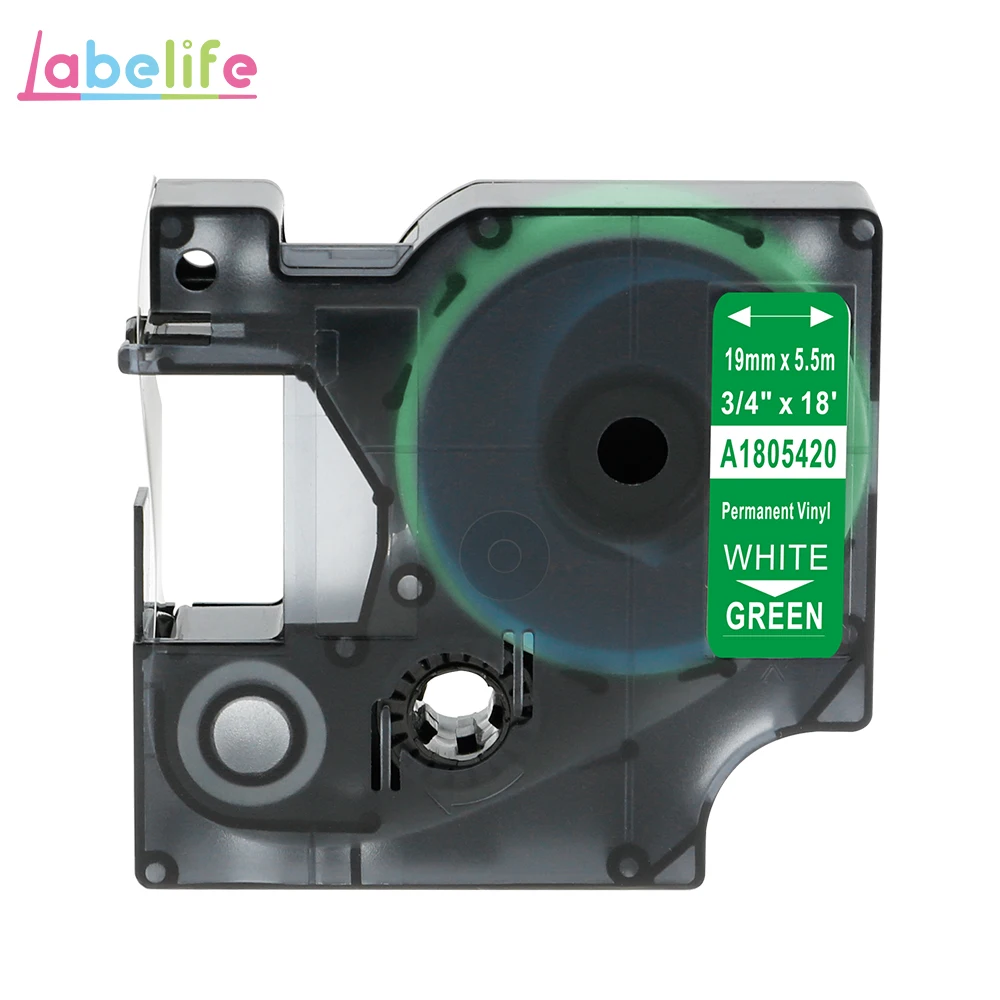 19mm A1805420 Labelife 1 шт. 9/12/19 мм 18432 18435 18438 18444 промышленный DYMO носорог цветные виниловые наклейки этикетки кассета для DYMO носорог 5000 этикетировщик - Цвет: 19mm A1805420