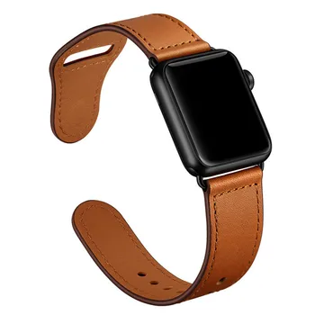 

Brown Genuine Leather Band Loop Strap For Apple Watch 4 3 2 1 38mm 40mm Men Leather Watch Band for iwatch 4 44mm iwatch strap