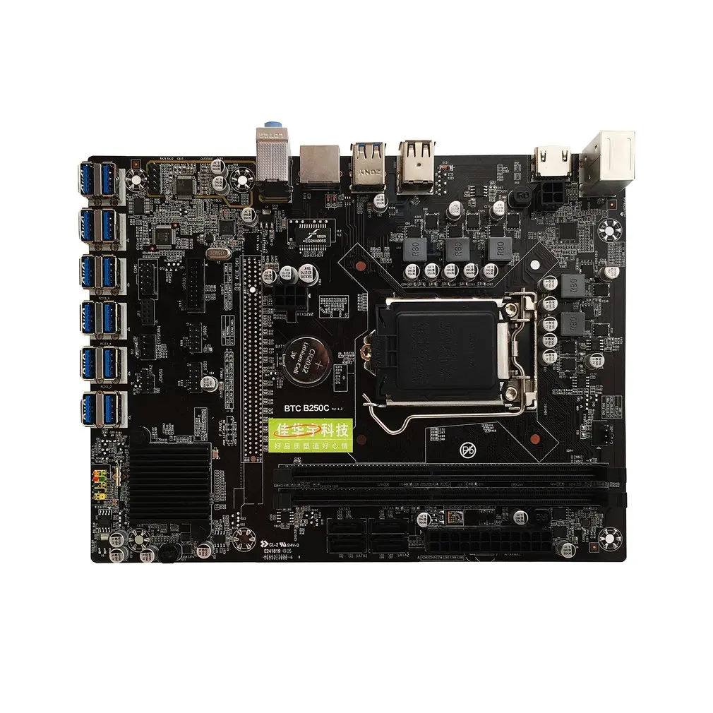 

Computer Motherboard Mining Board B250C Multi-Graphics Card 12 Card Motherboard Usb3.0 Plug-In Pcie Slot