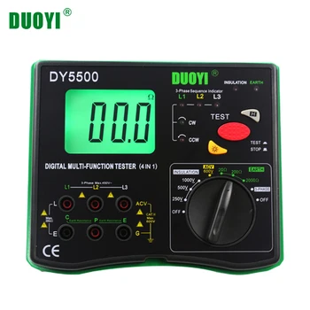 

DUOYI DY5500 4 in1 Digital Fluke Multifunction Resistance Tester Multimeter Insulation Earth Voltmeter Measuring Phase Indicator