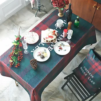 

Ins waterproof wind festival gules grid table cloth tablecloth rectangle cloth art tea table cloth desk TV ark cover cloth