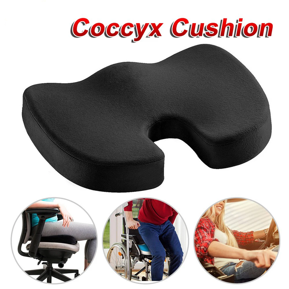 Coccyx Memory Foam Support Wedge Seat Cushion Back Pain for Car Chair Black NEW 