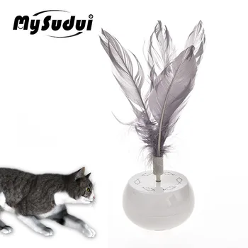 

Automatic Pet Cat Toy Feather Ball Electric Cat Rolling Teaser Feather Wand Cat Toys Interactive Rotating Ball Funny Stick