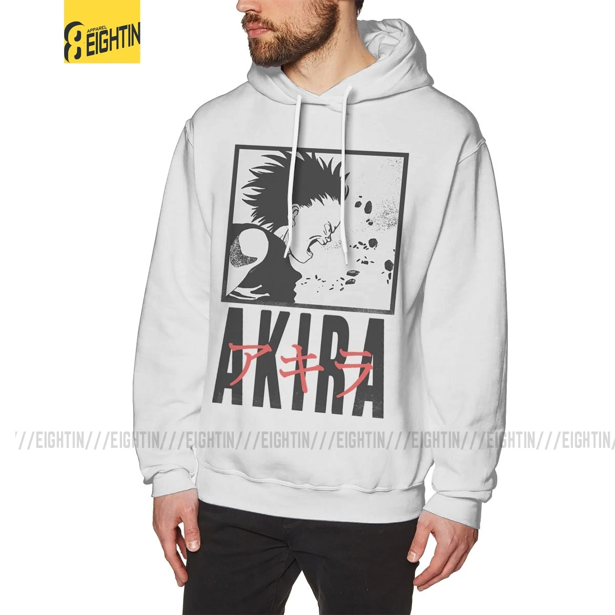 Мужская толстовка Akira из чистого хлопка с принтом, забавная толстовка с капюшоном