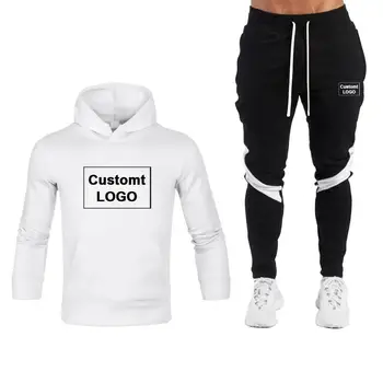 

New fashion custom LOGO autumn and winter casual men's sweater stitching trousers 2-piece suit fashion sports men's casual suit
