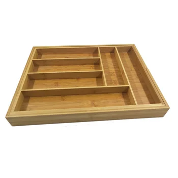 

Bamboo Drawer Storage Box Divider Compartments Tableware Scalable Storage Tray Kitchen Finishing Tool