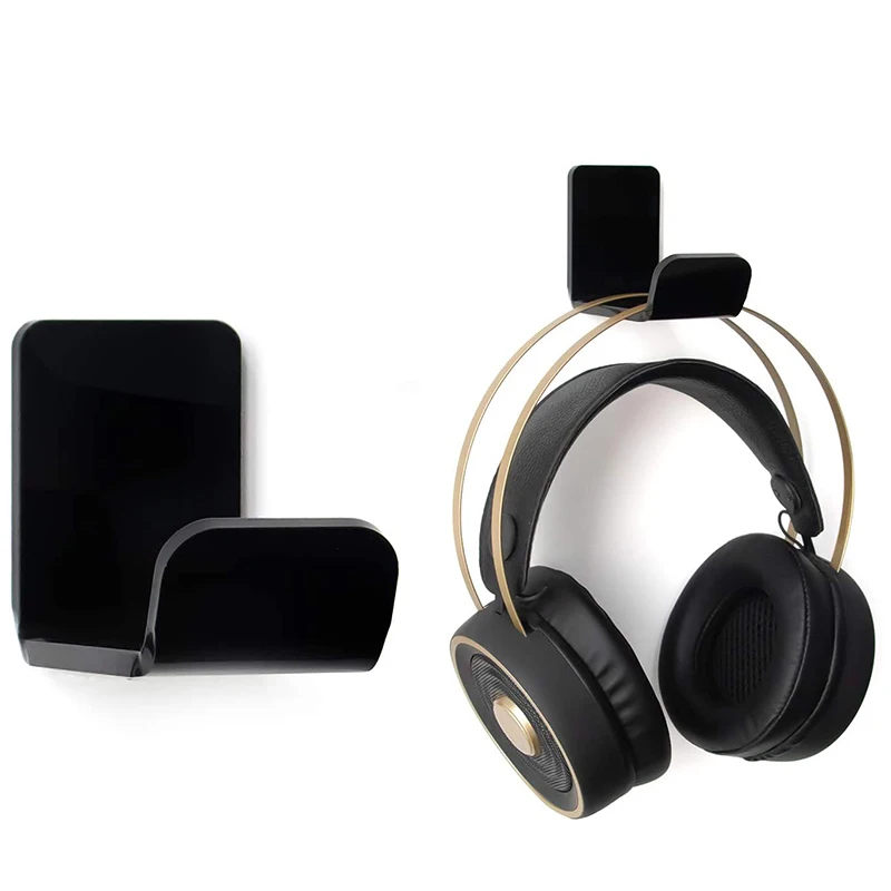 Headset Stand 4 PCS Hanger Wall Mount Holder No Drilling Required Universal Headphone Holder Hook with Cable Clip