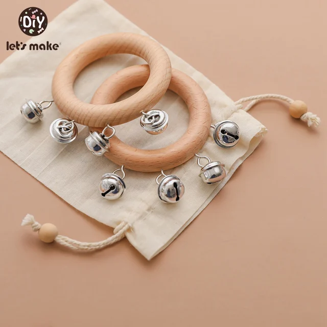 Let's make Baby Rattle Toy 0-12 Months Baby Stuff Wooden Hand Bell 1PCS Montessori Toy Safe Newborn Cute Baby Toddler Toys Gift 2