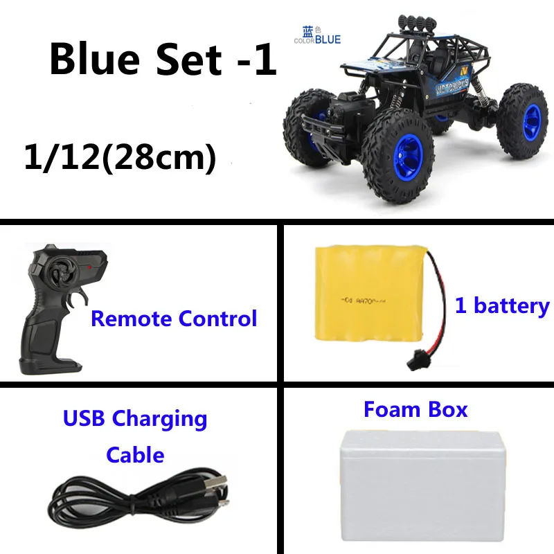 28cm Blue 1/12 RC автомобиль 4WD альпинистский автомобиль 4x4 двойной привод двигателей Bigfoot автомобиль дистанционное управление Модель внедорожный автомобиль игрушки для мальчиков Детский подарок - Цвет: 28cm Blue