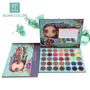 

New Beauty Glazed 35 Colors Eyeshadow Palette Cartoon Cute Girl Candy High Pigment Glitter Matte Eye Shadow Palette Eye Makeup