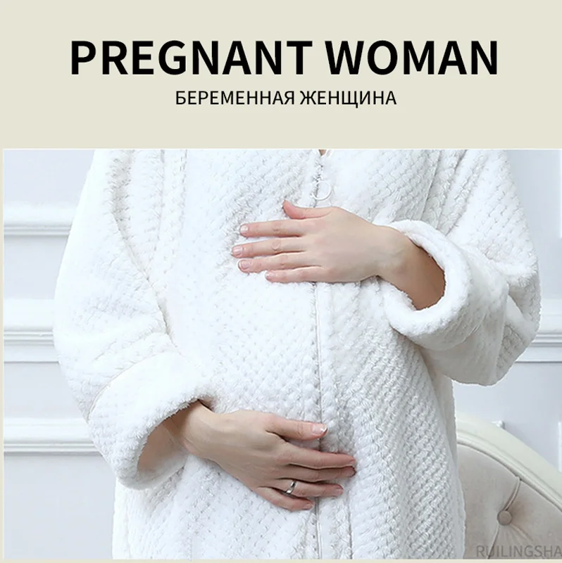 SeeBest для женщин пижамы для мужчин длинные зимние толстые для беременных банный халат карман Femme кимоно Bademantel мужс